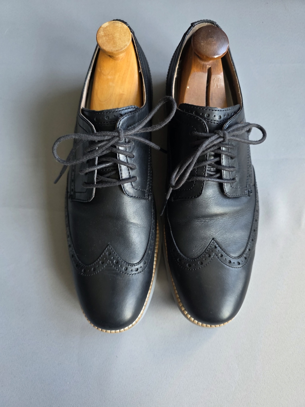 Cole Haan Grand.OS Men’s 10.5 Black Leather Wingtip Oxford Shoes C26470